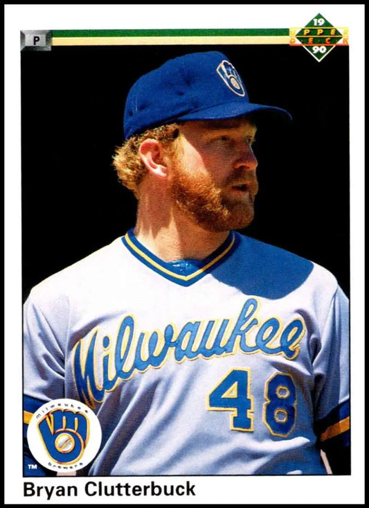 Milwaukee Brewers player Bryan Clutterbuck in uniform on a baseball card