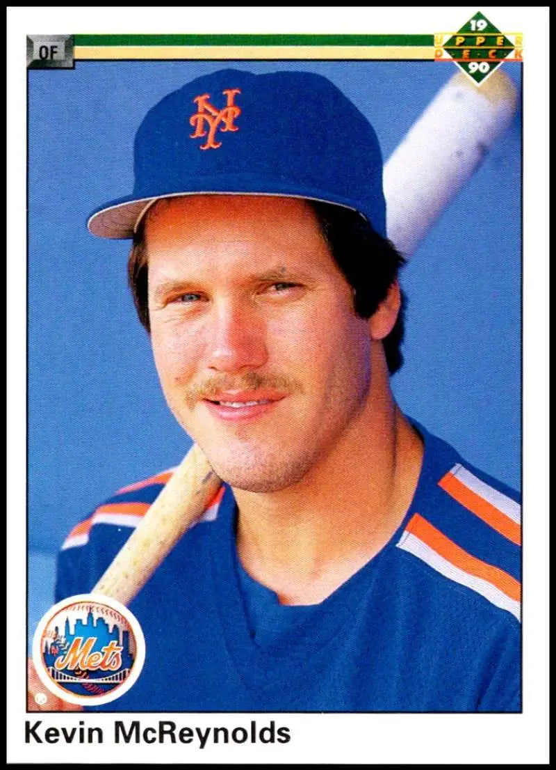 Kevin McReynolds in New York Mets uniform on 1990 Upper Deck baseball card