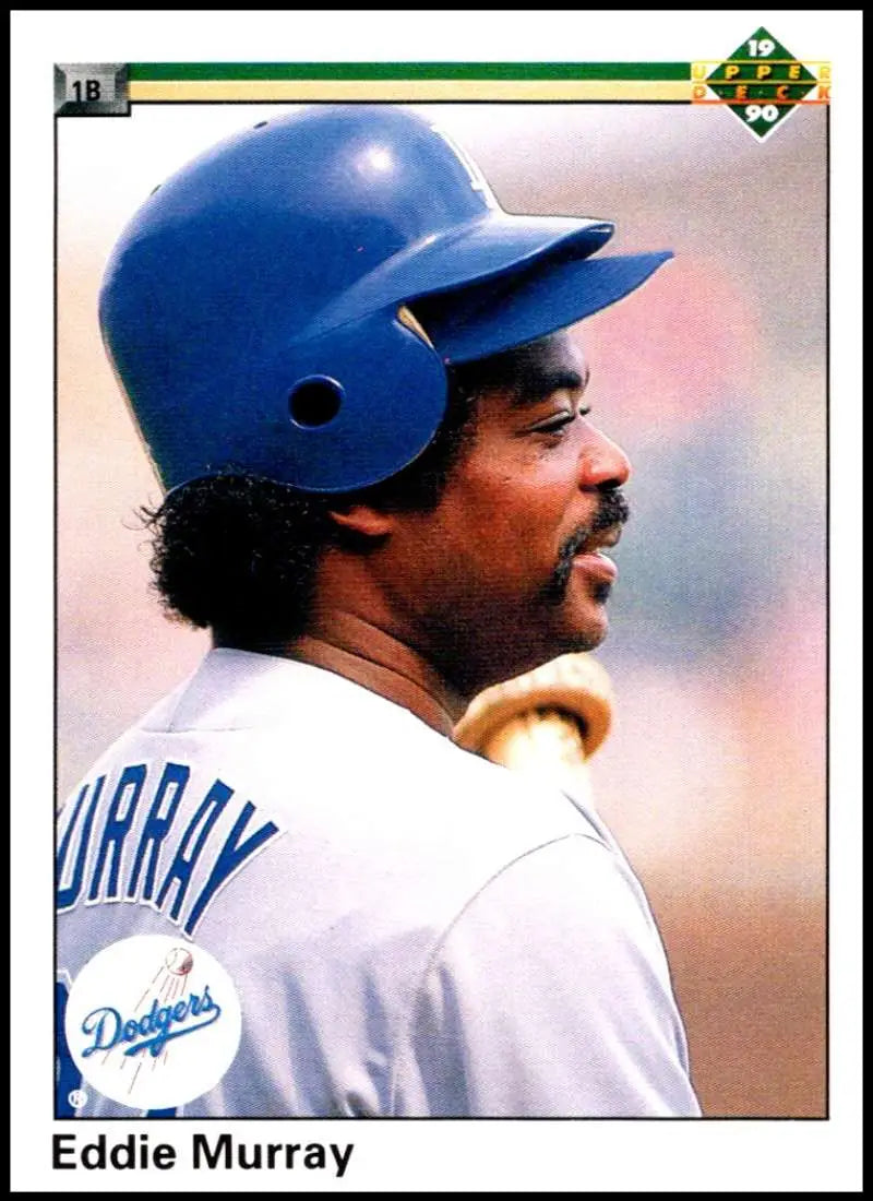 Eddie Murray in Dodgers helmet and uniform on 1990 Upper Deck baseball card