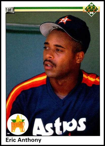 Eric Anthony in Houston Astros navy uniform on 1990 Upper Deck baseball card