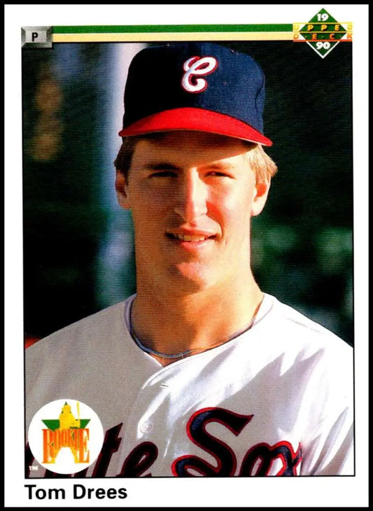 Baseball player in Pawtucket Red Sox uniform promoting Tom Drees Upper Deck card