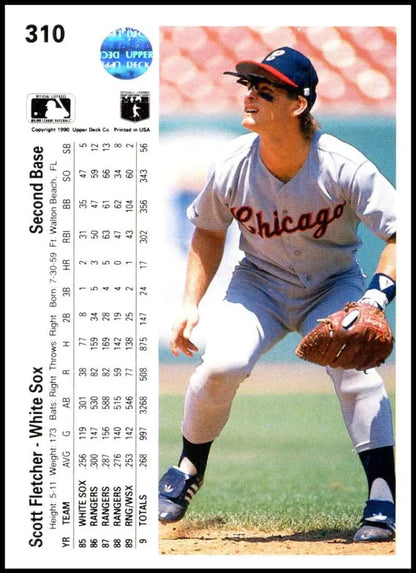 Chicago White Sox player fielding at first base on baseball card 1990 Upper Deck #310