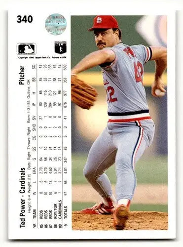 Vintage 1990 Upper Deck Ted Power St. Louis Cardinals baseball card with career stats