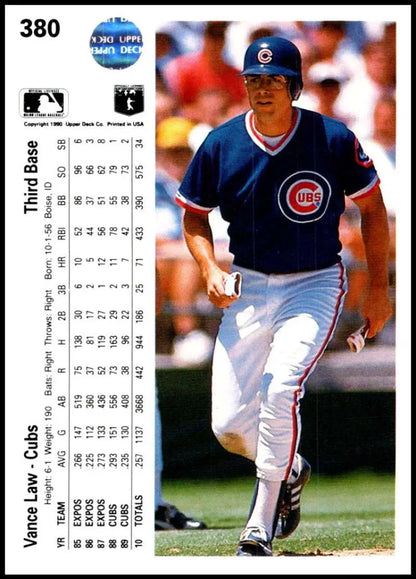 Baseball player Vance Law in Chicago Cubs uniform running on the field for Upper Deck