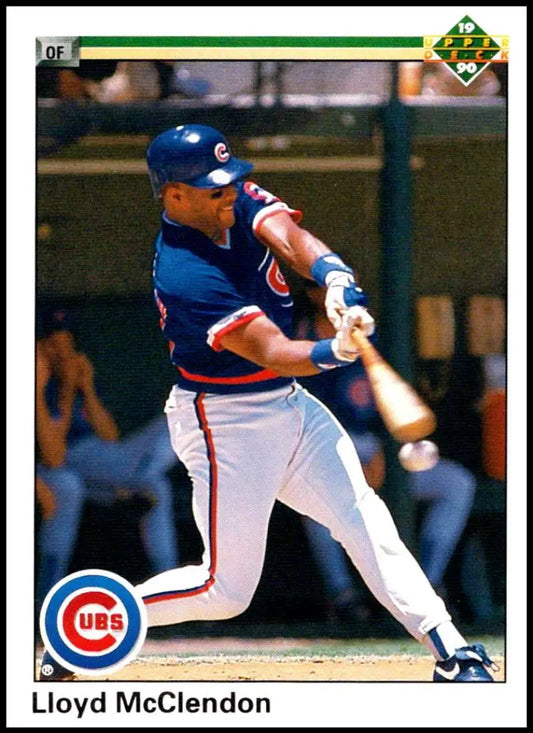 Lloyd McClendon swinging a bat in Chicago Cubs uniform on Upper Deck baseball card