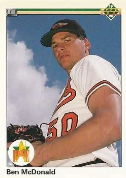 Ben McDonald in Baltimore Orioles uniform number 50 on a baseball card