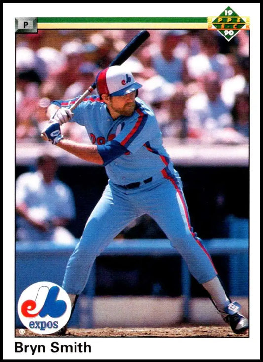 Baseball player Bryn Smith in Montreal Expos powder blue uniform at bat