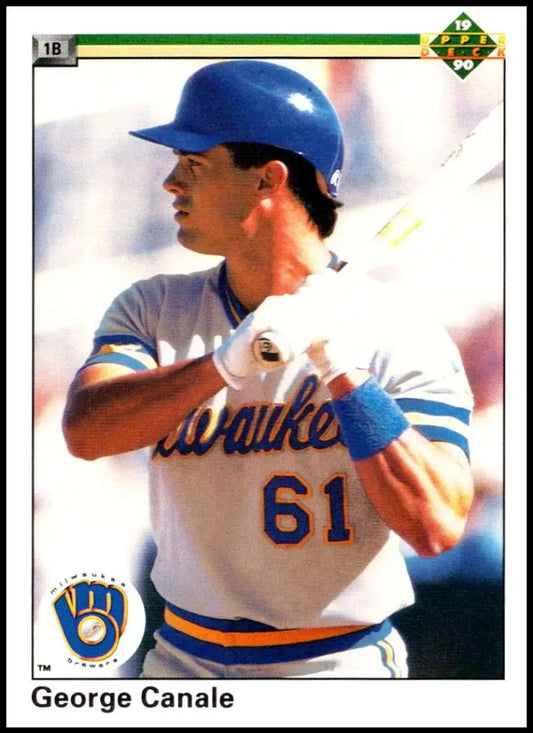George Canale rookie baseball card showcasing Milwaukee Brewers player in white uniform