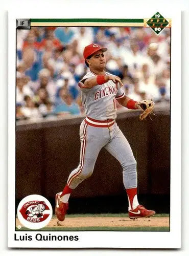 Original gloss baseball card of Luis Quinones Cincinnati Reds from 1990 Upper Deck