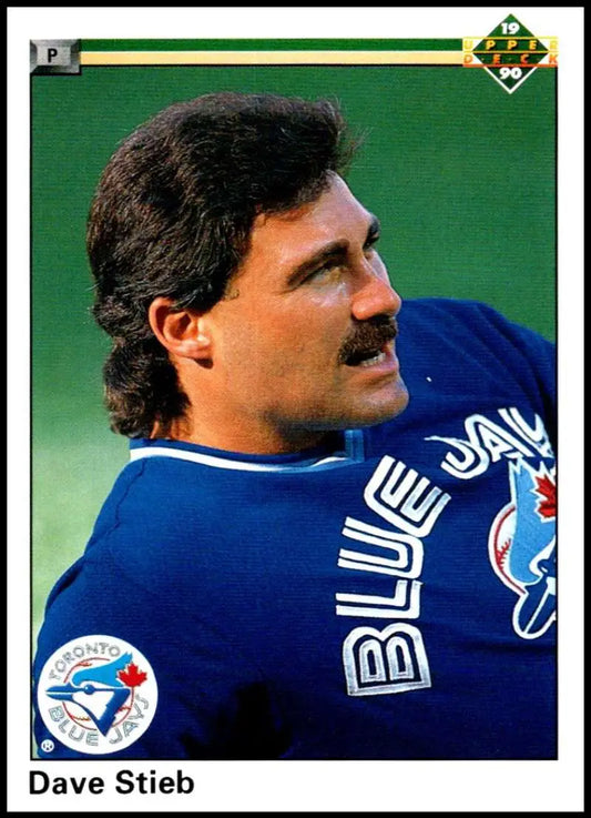 Toronto Blue Jays player Dave Stieb in blue uniform on 1990 Upper Deck baseball card