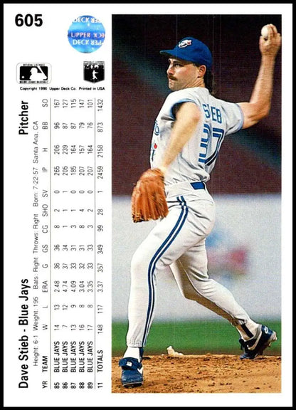 Baseball pitcher Dave Stieb in Toronto Blue Jays uniform mid-delivery on the mound