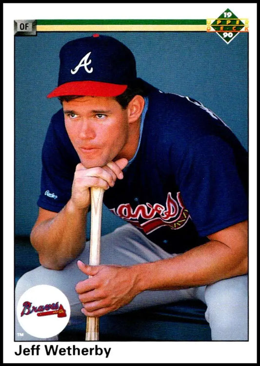 Jeff Wetherby posing with a bat in Atlanta Braves uniform on Upper Deck card