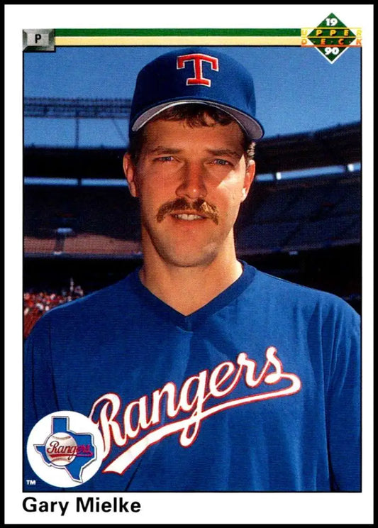 Gary Mielke in Texas Rangers uniform on 1990 Upper Deck rookie baseball card