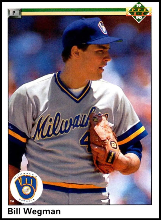 Milwaukee Brewers Upper Deck baseball card of pitcher Bill Wegman in gray uniform
