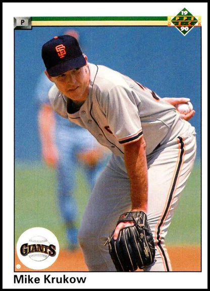 Mike Krukow pitching in a San Francisco Giants uniform on baseball card