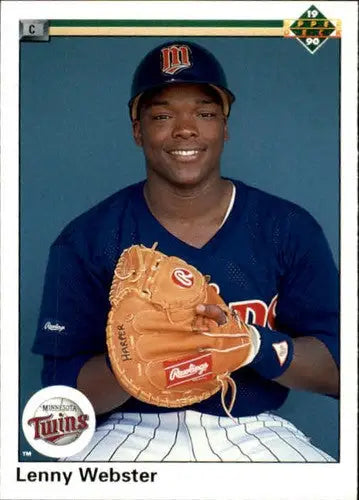 Original gloss baseball card of Lenny Webster from 1990 Upper Deck Twins rookie series
