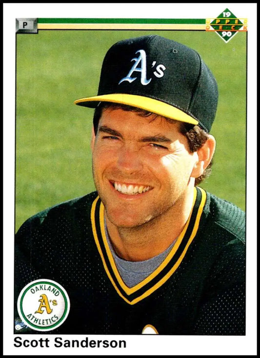 Scott Sanderson Oakland Athletics baseball card in green and gold uniform