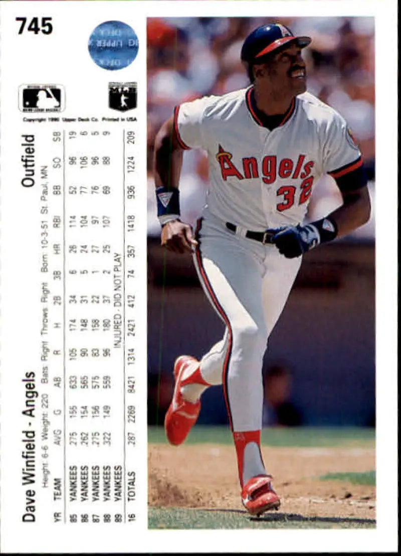 Dave Winfield running the bases in white California Angels uniform, Upper Deck card