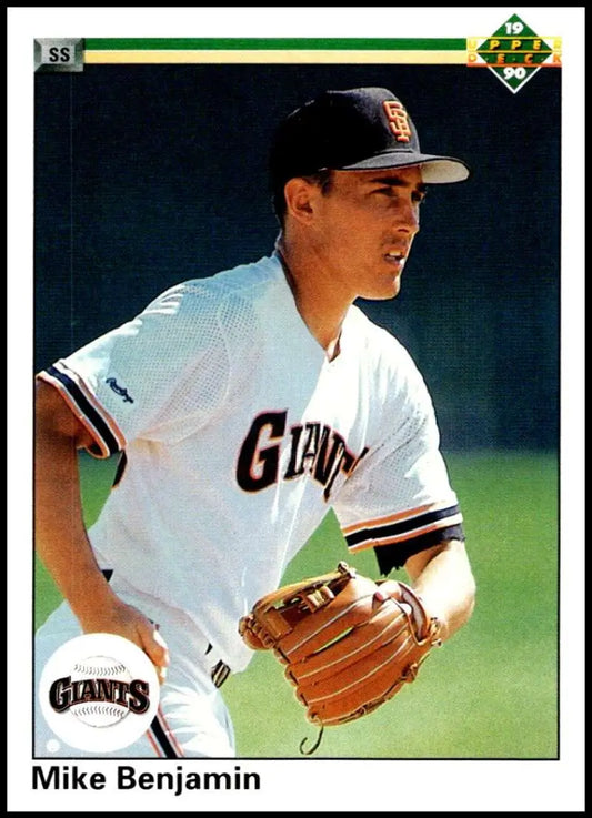 San Francisco Giants Mike Benjamin in white home uniform on baseball card