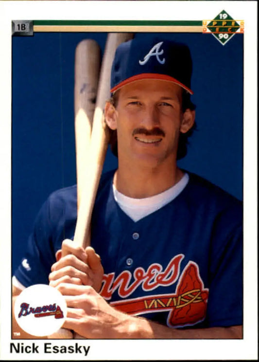 Nick Esasky in Atlanta Braves uniform holding bat for 1990 Upper Deck baseball card