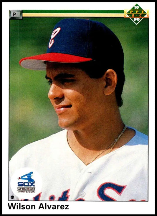 Baseball player in Chicago White Sox uniform on 1990 Upper Deck Wilson Alvarez card
