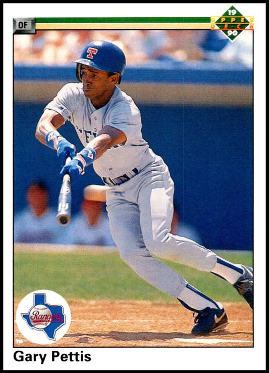 Baseball player in San Diego Padres uniform with batting stance, Gary Pettis Texas Rangers