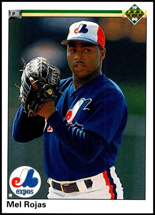 Baseball player in Montreal Expos uniform with glove, featured on Upper Deck card