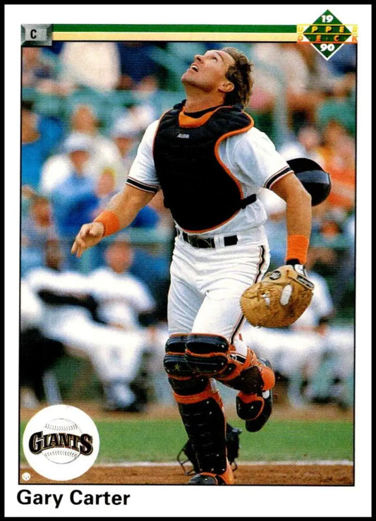 Baseball catcher Gary Carter in San Francisco Giants gear on Upper Deck card
