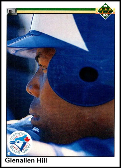 Profile view of a baseball player in a blue Toronto Blue Jays cap on Upper Deck card