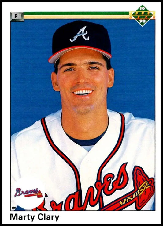 Marty Clary in Atlanta Braves uniform smiles on 1990 Upper Deck baseball card