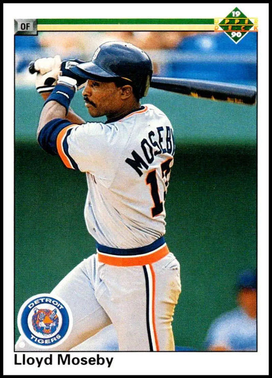 Lloyd Moseby at bat on 1990 Upper Deck Detroit Tigers baseball card