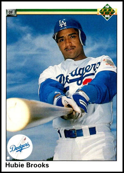 Los Angeles Dodgers player Hubie Brooks in batting stance on a baseball card
