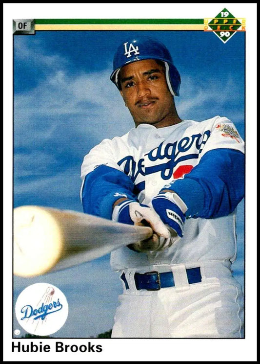 Los Angeles Dodgers player Hubie Brooks in batting stance on a baseball card
