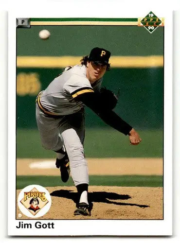 Original gloss Jim Gott Pittsburgh Pirates baseball card from 1990 Upper Deck series
