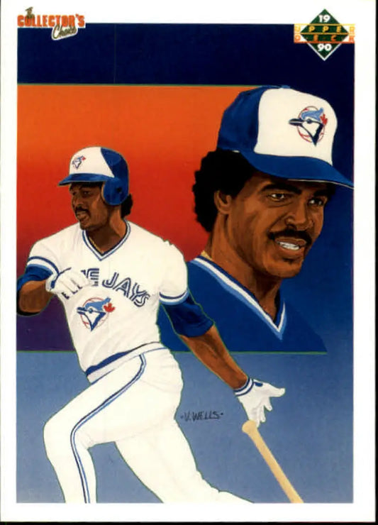 Baseball card of George Bell in action and portrait for Toronto Blue Jays