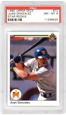 1990 Upper Deck Juan Gonzalez Star Rookie Baseball Card PSA 8 NM-MT 8