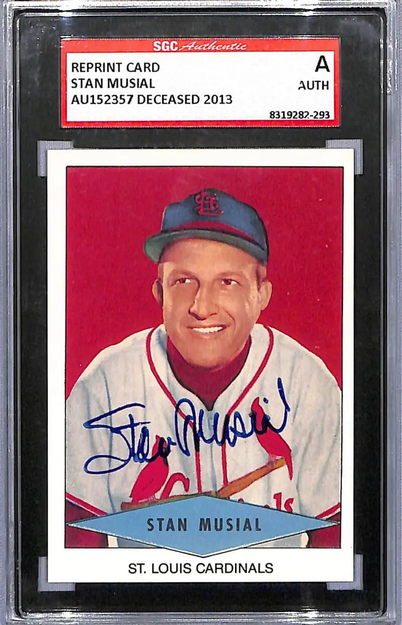 Framed Stan Musial reprint baseball card from 1991 Red Heart Dog Food collection