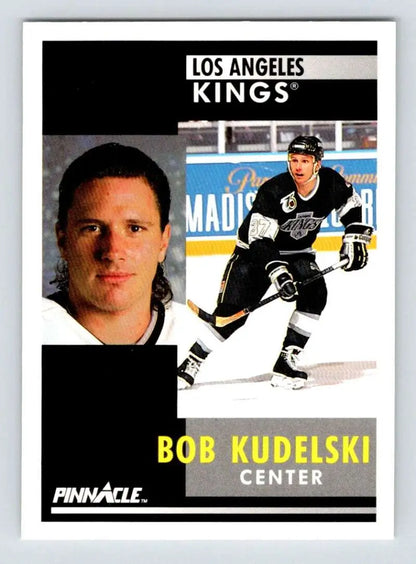 Pinnacle 1991-92 Bob Kudelski Los Angeles Kings hockey card displayed for collectors