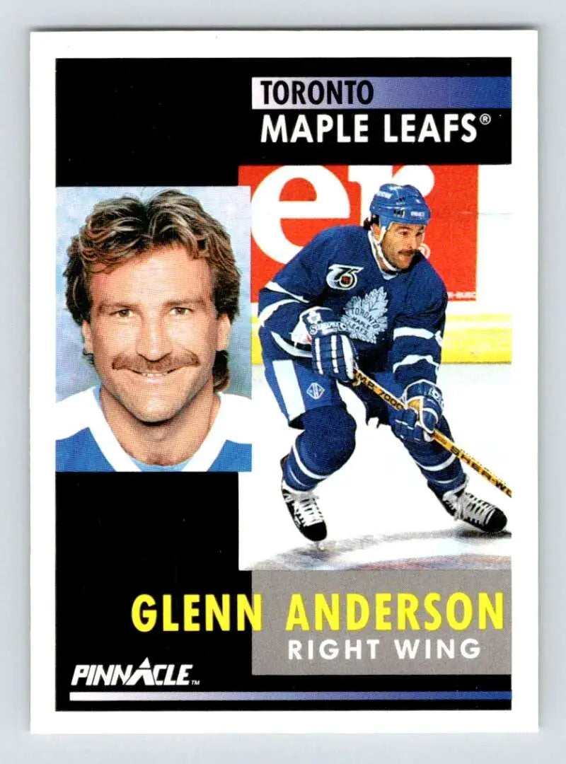 Hockey trading card of Glenn Anderson in action for Toronto Maple Leafs 1991-92 Pinnacle