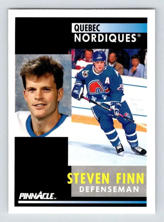 Hockey card of Steven Finn in action and portrait for Quebec Nordiques fans