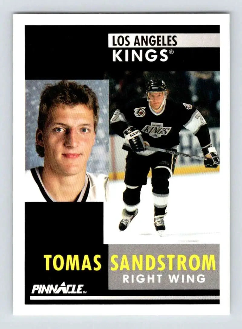Hockey trading card of Tomas Sandstrom, Los Angeles Kings player #21 from 1991-92