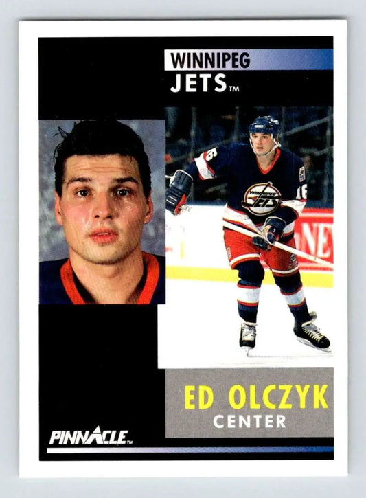 Winnipeg Jets Hockey Card of Ed Olczyk from the 1991-92 Pinnacle series
