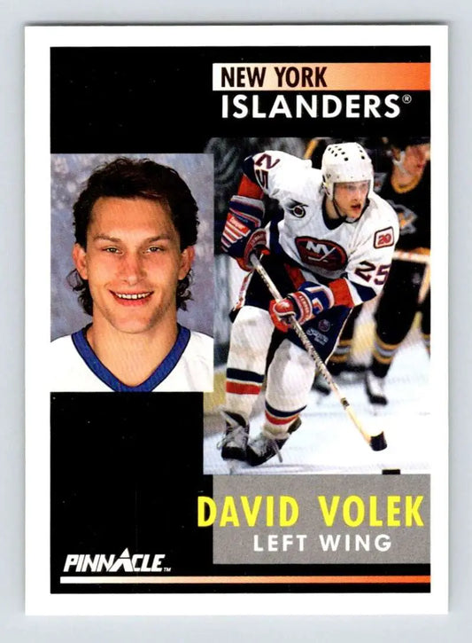 Hockey card of David Volek with action shots for New York Islanders fan collection