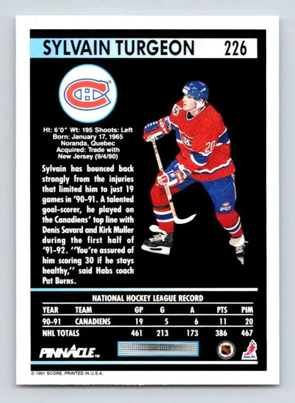 Sylvain Turgeon Montreal Canadiens hockey card in classic red and blue uniform