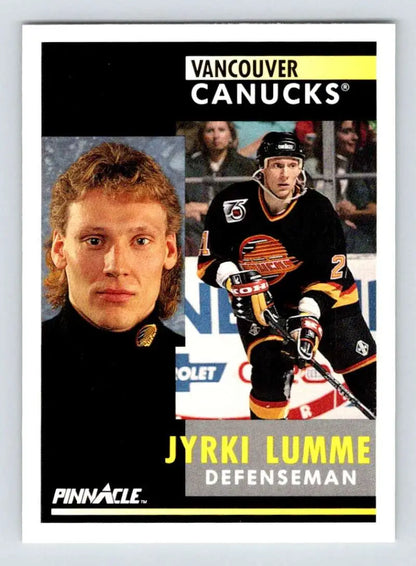 Hockey card of Jyrki Lumme from the 1991-92 Pinnacle Vancouver Canucks collection