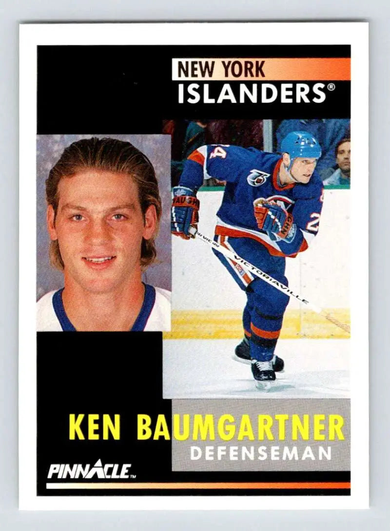 Hockey card of Ken Baumgartner from the New York Islanders Pinnacle brand