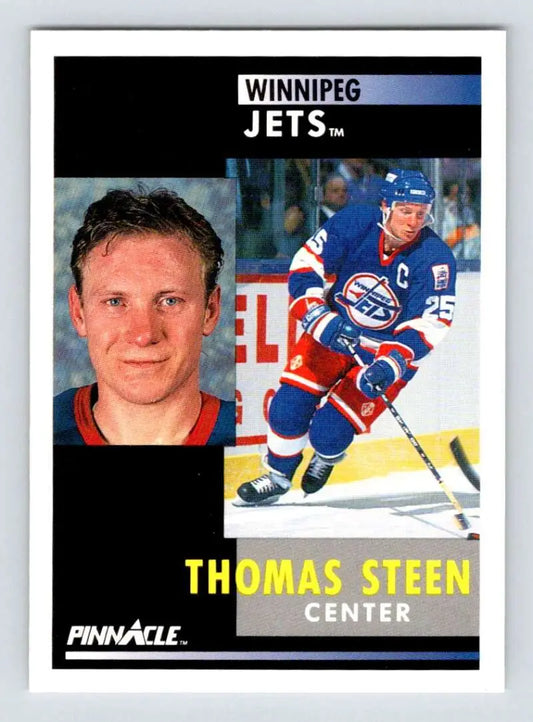 Winnipeg Jets Thomas Steen wearing number 25 on 1991-92 Pinnacle hockey card