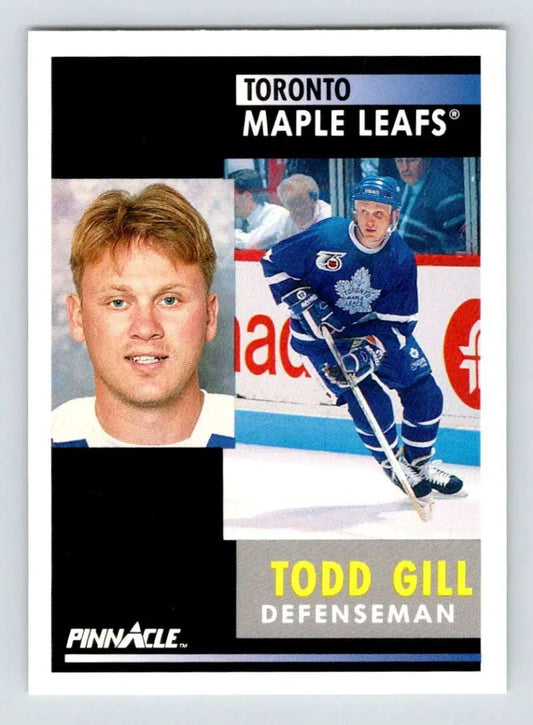 Hockey card of Todd Gill showcasing Toronto Maple Leafs defenseman poses