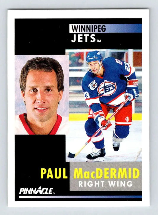 Winnipeg Jets Paul MacDermid hockey card showing portrait and action poses