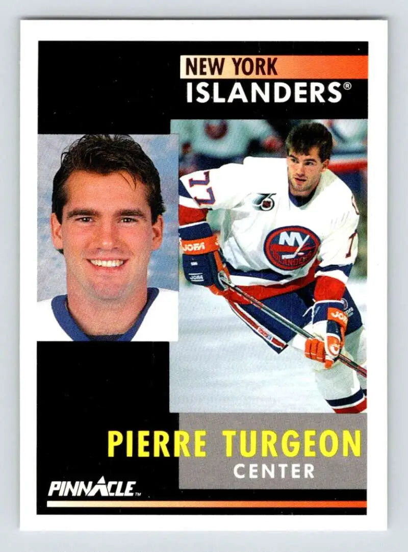 Pinnacle hockey trading card of Pierre Turgeon from New York Islanders series